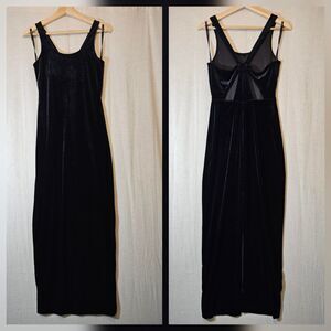 Vintage 90's Roberta Womens M Black Velvet Dress Party Cut Out Formal Evening